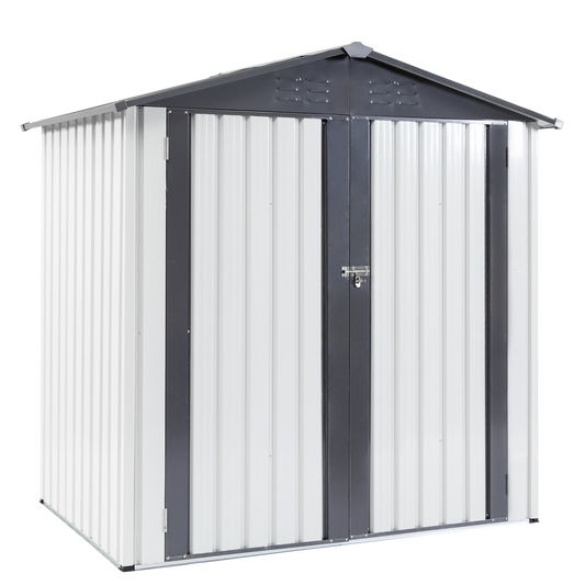 WELLFOR 4-ft x 6-ft Garden Metal Storage Shed Vinyl-coated steel Storage Shed