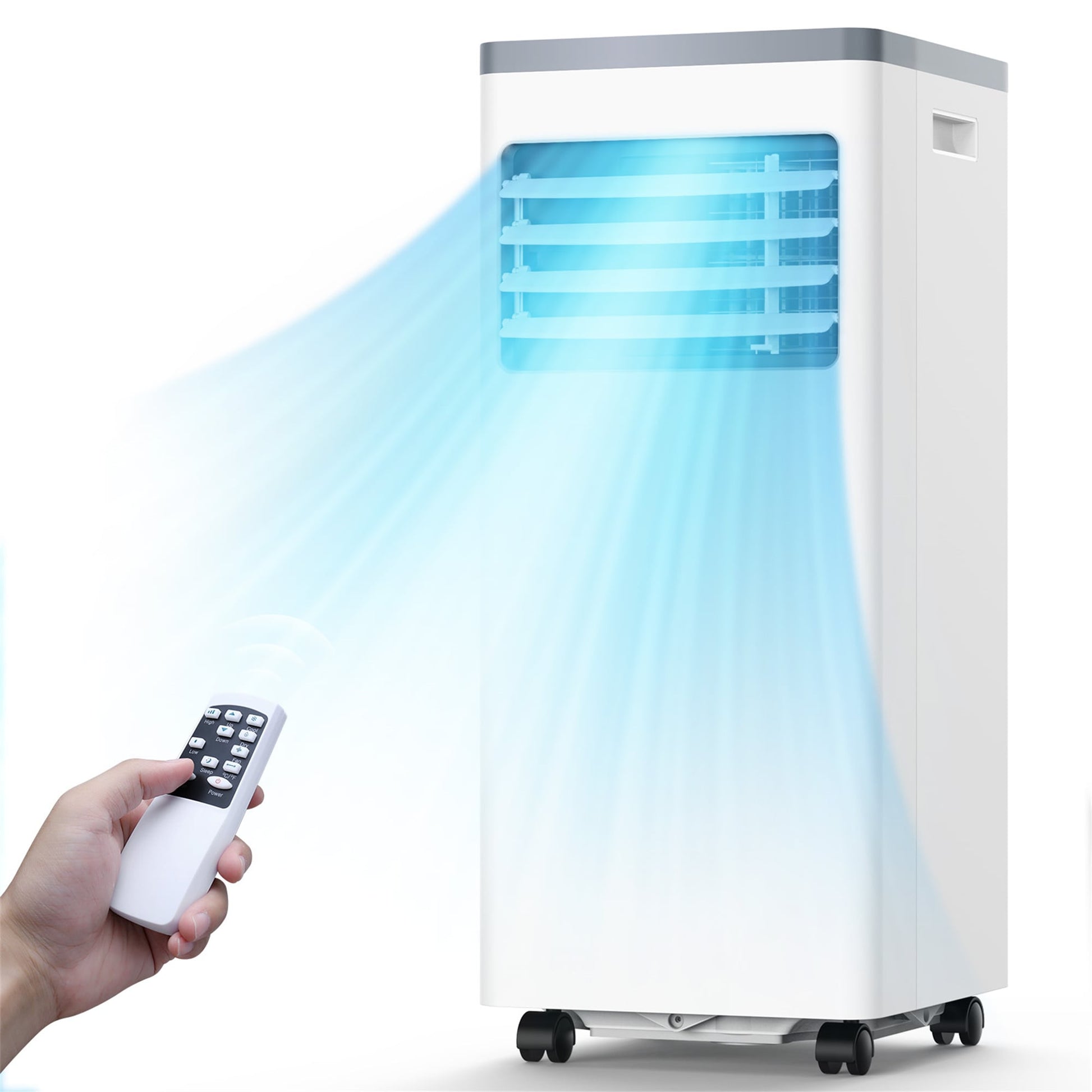 COWSAR 6000-BTU DOE (115 Volts) White Vented Portable Air Conditioner with Remote Cools 330-sq ft LSAC4214W10K