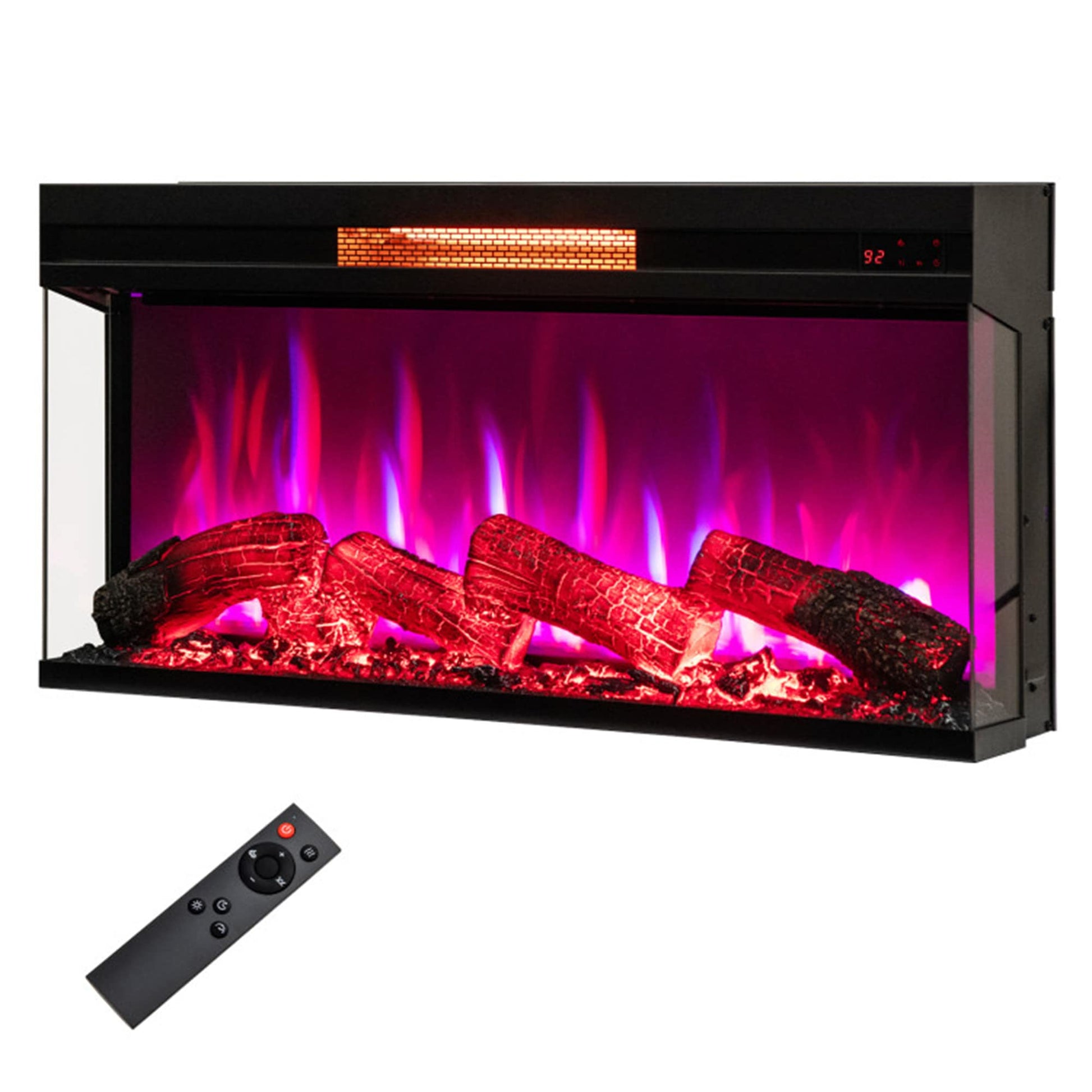 BABOOM 36-in W Black Infrared Quartz Electric Fireplace BOM-69US-BK-CO