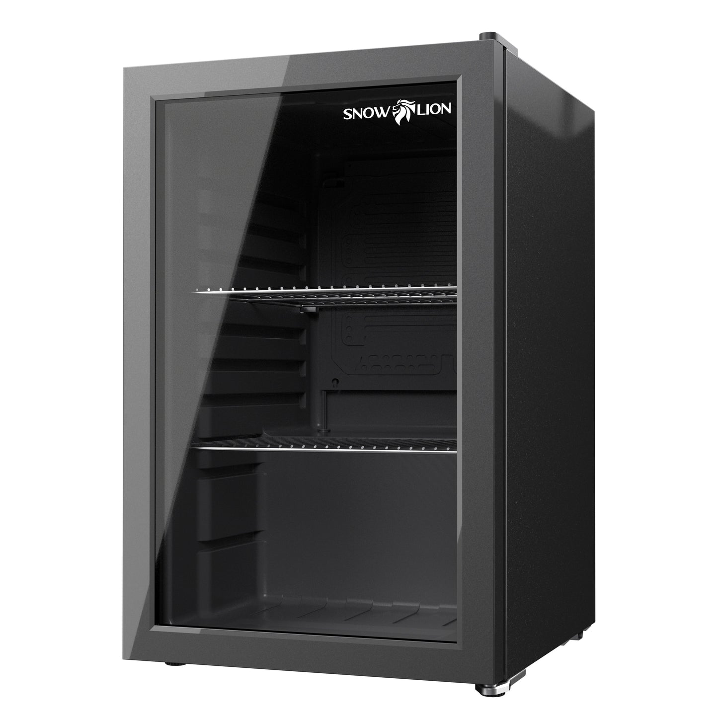 SnowLion Premium 69L Beverage Glass Door 2.4-cu ft Mini Fridge ( Black ) Garage Ready