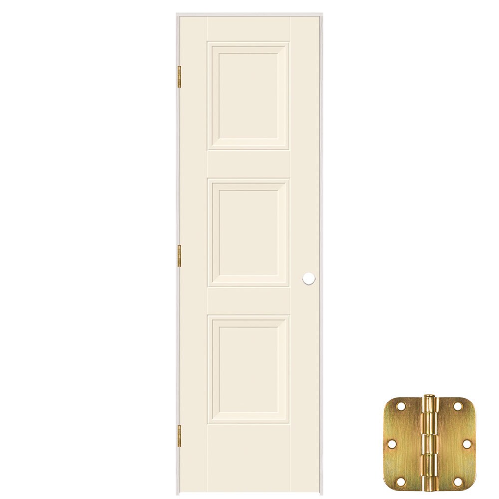 Masonite 24-in x 80-in Moonglow Solid core 3-panel equal Right hand Smooth Prefinished Molded composite Flat Jamb Single Prehung Interior Door
