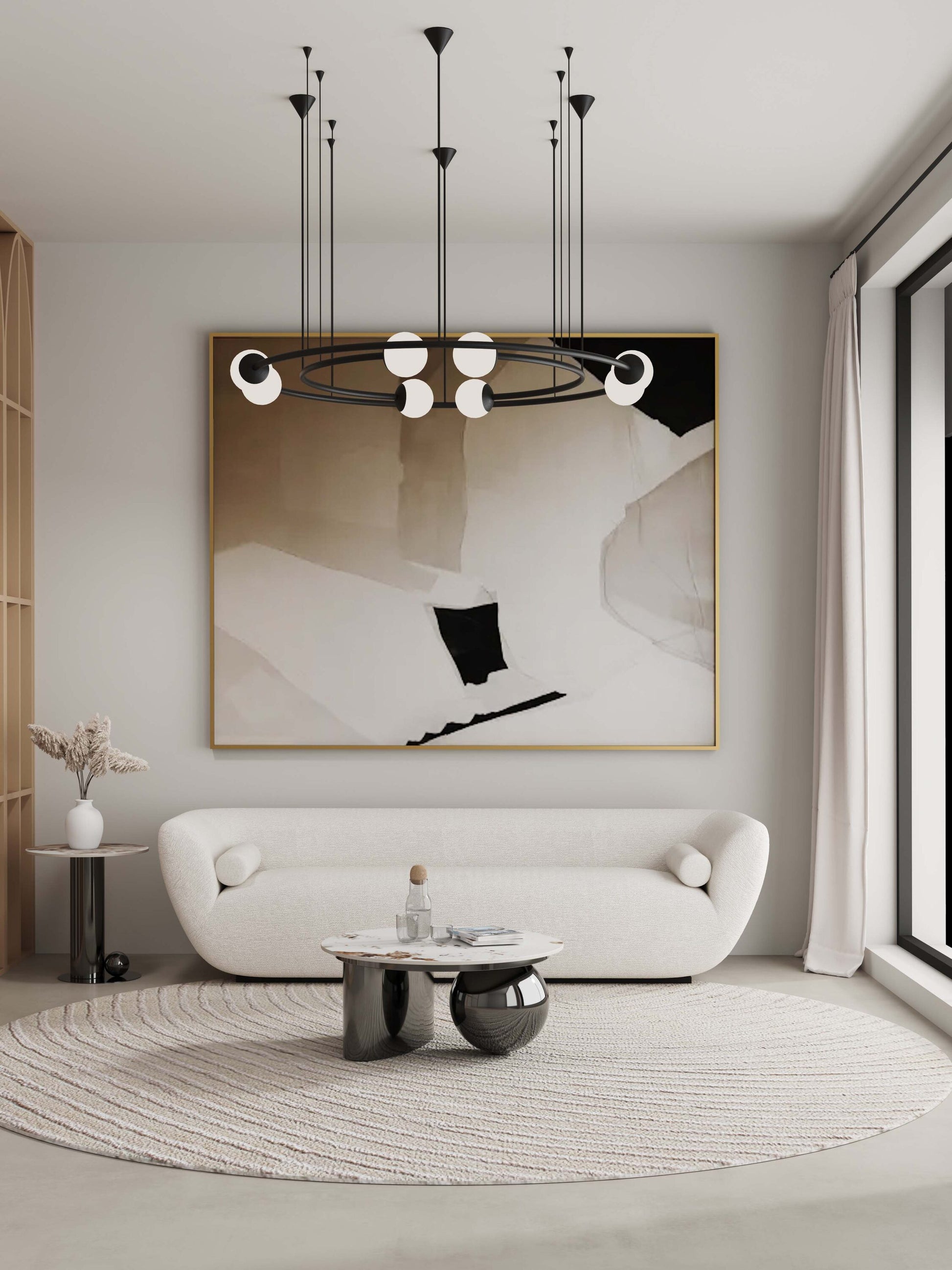 Manhattan Comfort Modern 4 -Piece Black Living Room Set