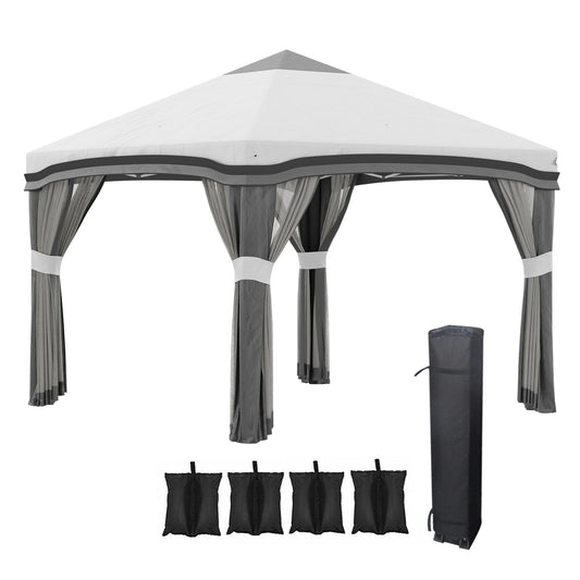 Bayfeve 10-ft x 10-ft Pop Up Canopy Tent Gray with Soft Top Roof (Screen Included)
