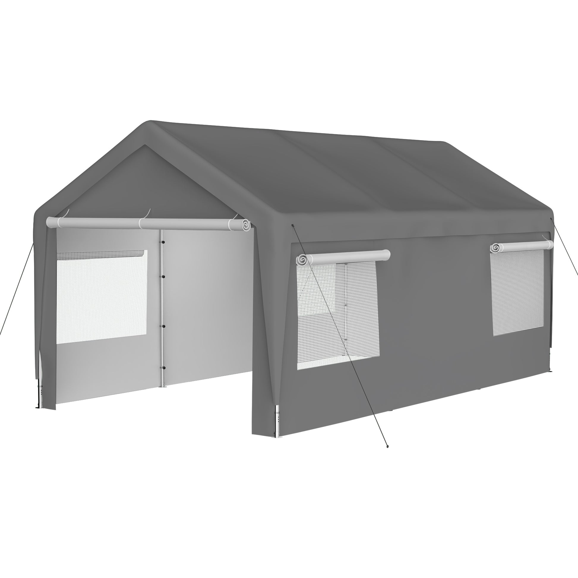 Lycvki 10.2-ft W x 19.45-ft L x 9.08-ft H Grey Metal Carport with Polycarbonate Roof