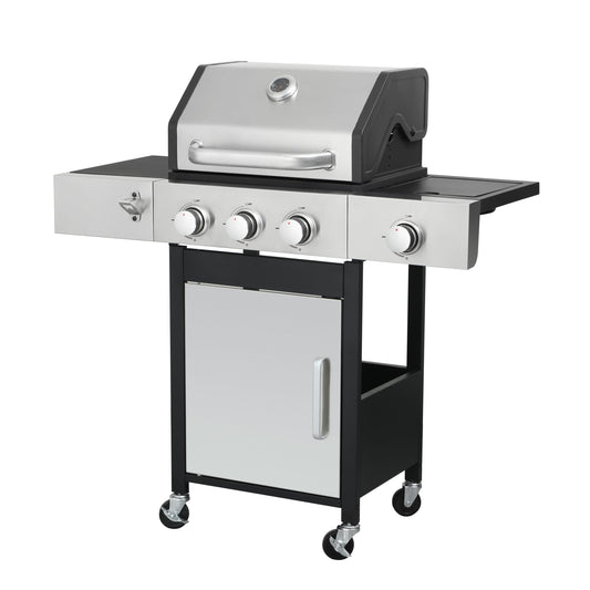 Mondawe Black and Silver 3 -Burner Liquid Propane Gas Grill