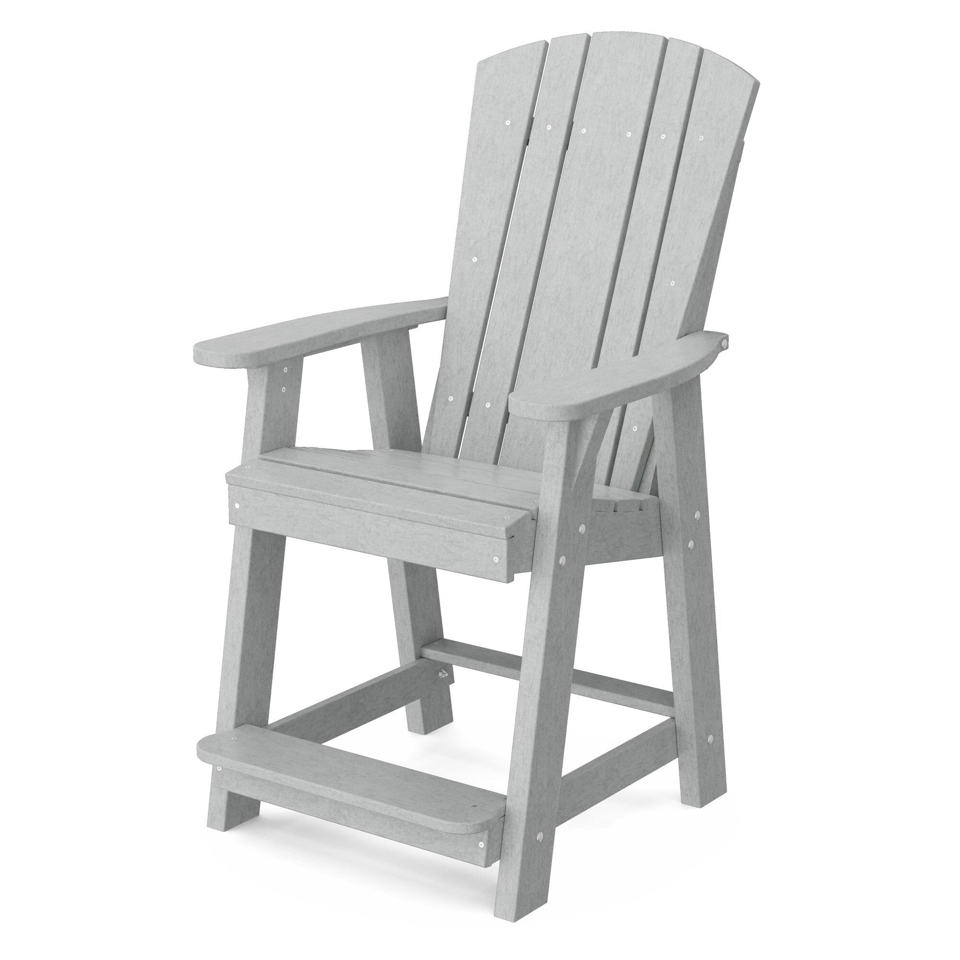 Wildridge Heritage Balcony Light Gray HDPE Frame Stationary Counter-height Chair with Slat Seat