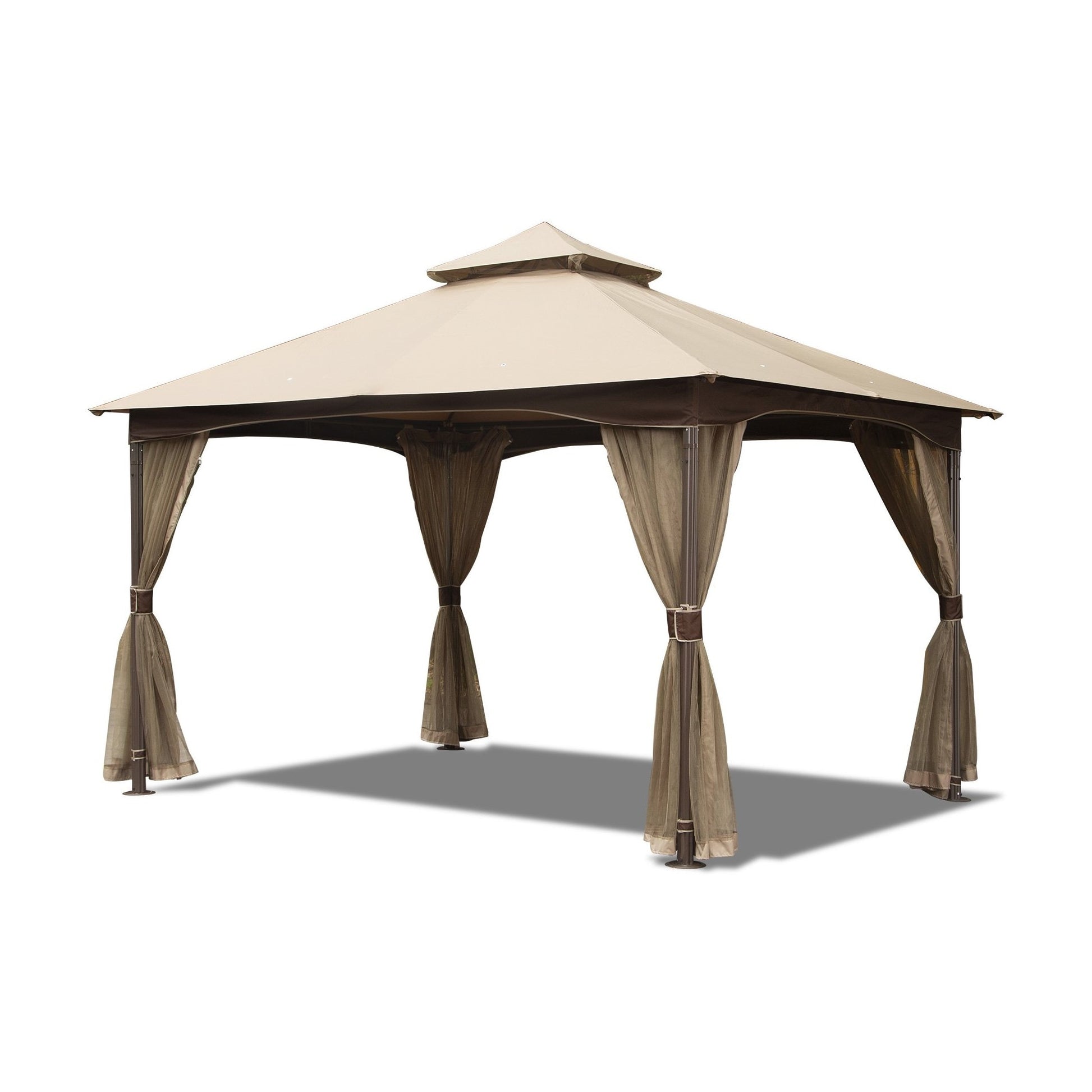 Mondawe 13-ft x 10-ft Tan Gazebo with Soft Top Roof (Screen Included)