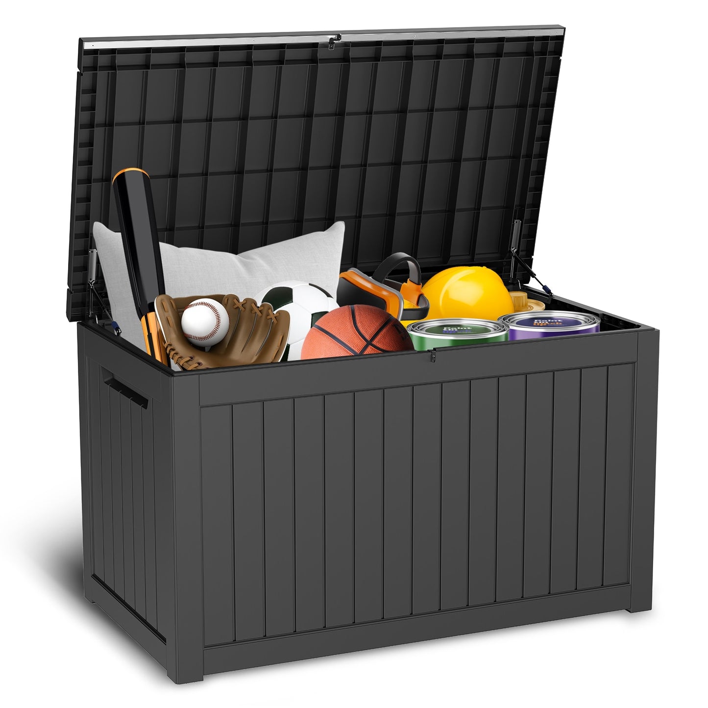 Lycvki Deck Box 57.5-in L x 31.9-in 230-Gallon Black Plastic Deck Box