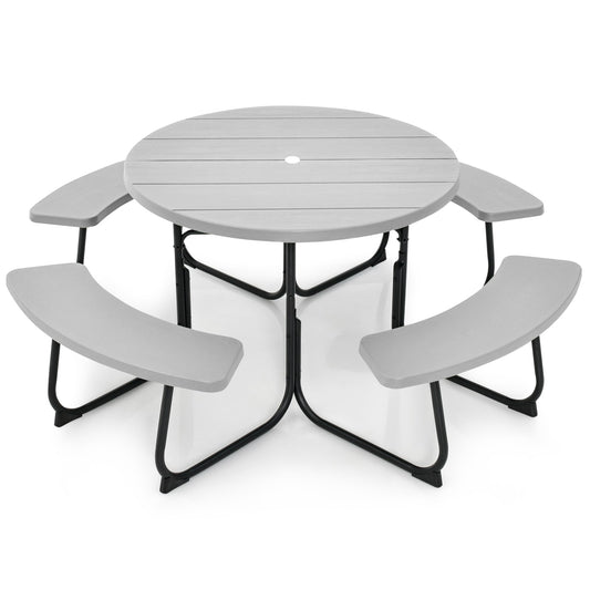 Poinic 43-in Gray Plastic Round Picnic Table