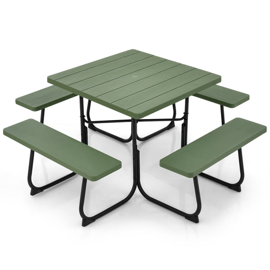 Poinic 35-in Green Plastic Rectangle Picnic Table