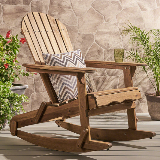 Moda Furnishings GIGI Brown Wood Frame Balcony Chair with Solid Seat