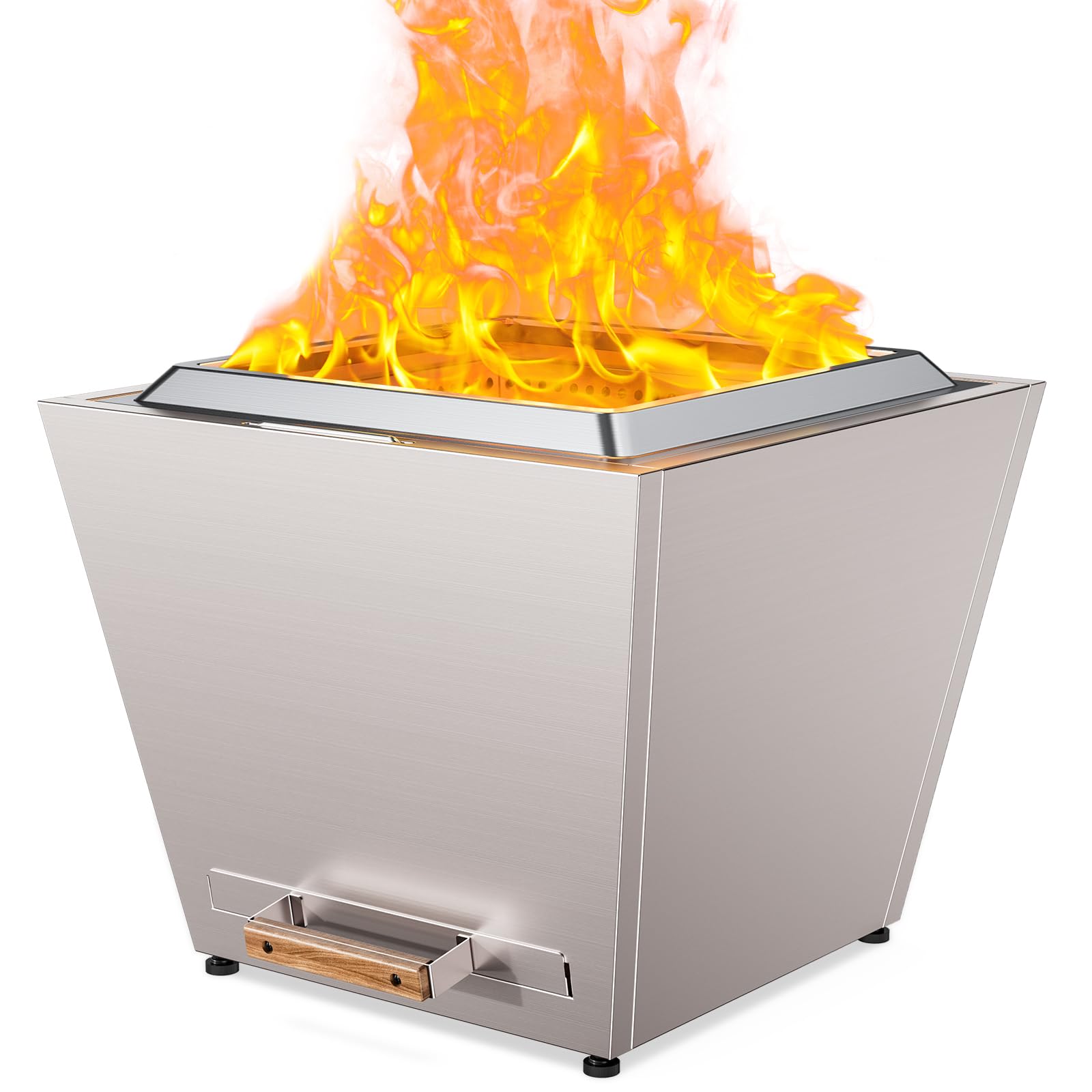 Runesay 25-in W Stainless steel Square Portable Wood-Burning Fire Pit