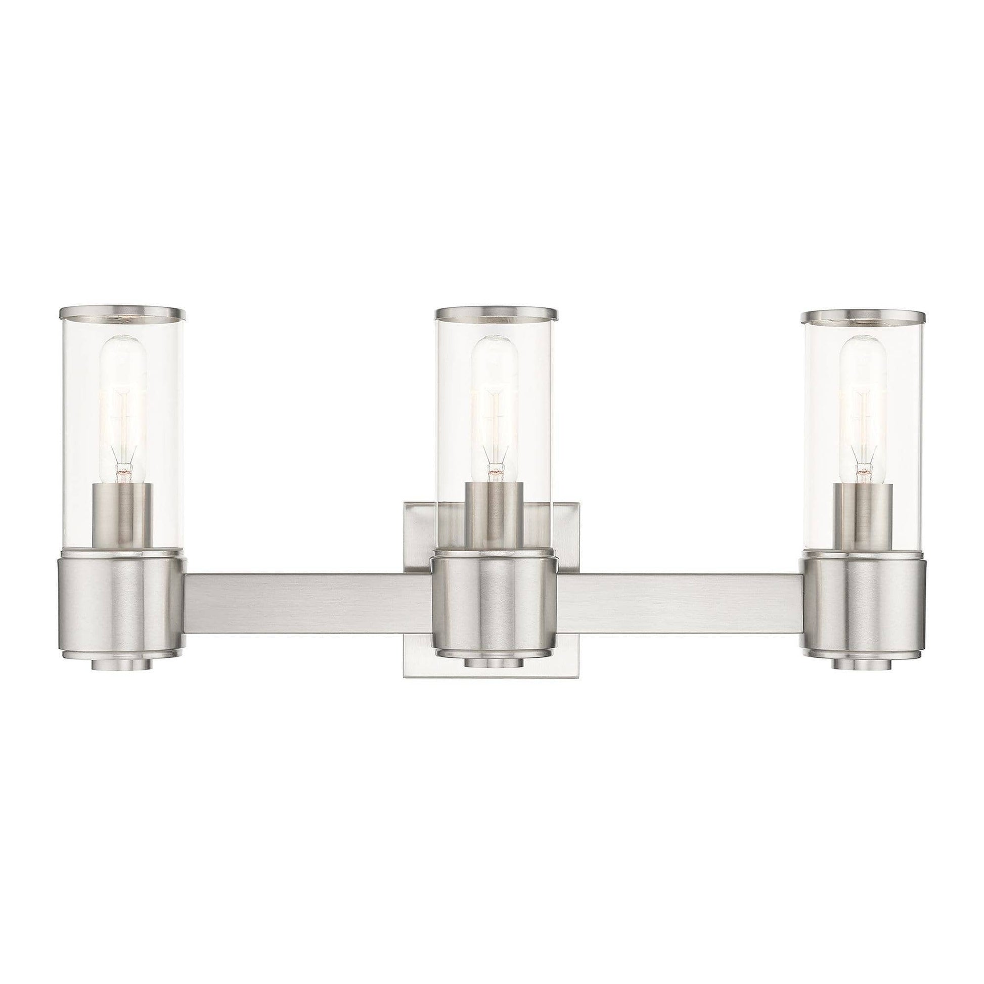 Livex Lighting Quincy 3 - Light Brushed Nickel / Silver Contemporary / Industrial / Minimalist Incandescent Steel Wall Sconce