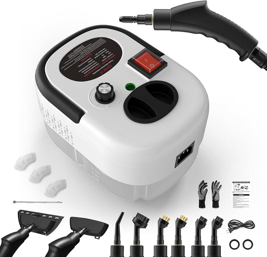 Steam Cleaner for Home, 2500w Steamer for Cleaning, 1200ml Water Tank, High Pressure Steam Cleaner Handheld, Fast Heating Handheld Steamer, Portable Steamer for Windows, Kitchen, Bathroom, Tile-White