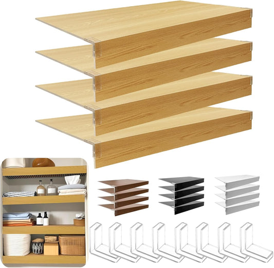 Wire Shelf Cover,KHASIM Wire Rack Covers for Pantry,PVC Wood-Look Faux Wood Shelf Liners,24x12 Inch,0.24 inch Thick for Home and Kitchen Organization