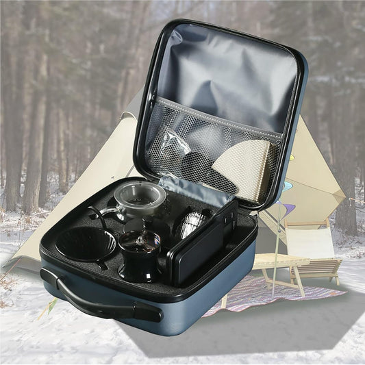 Travel Hand-Brewed Coffee Set Outdoor Portable Camping V60 Appliance Household Entry-Level Hand-Grinding Coffee Machine Full Set Drip Coffee Maker is The Best Gift for her