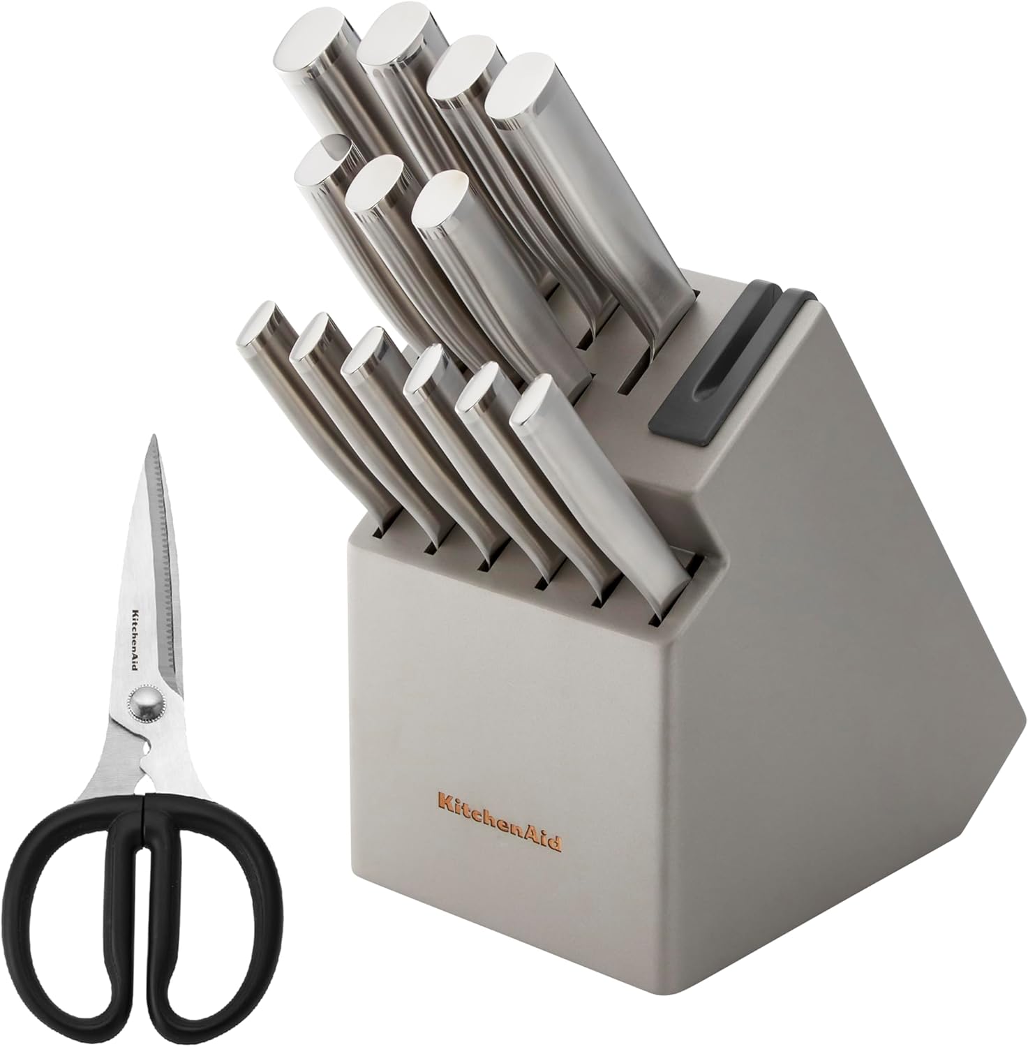KitchenAid Gourmet Knife Block Set with Built-in Sharpener, 15-Piece, Stainless Steel