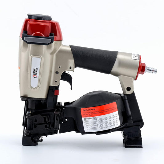 Roofing Nail Gun, 15 Degree 3\/4-inch to 1-3\/4-inch Pneumatic Roofing Nailer, Heavy Duty Coil Roofing Nailer for Asphalt Fiberglass Shingles Lath Wire Fasterening Wooden Box Assembly