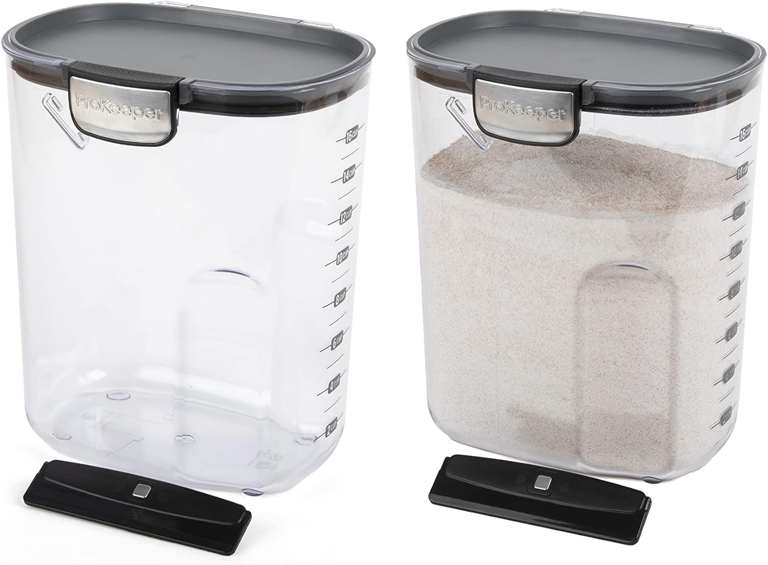 Progressive International ProKeeper+ Clear Plastic Airtight Food Baker's Kitchen Storage Organization Container Canister Set with Magnetic Accessories, 2- Piece Set (Flour 4-Quart)