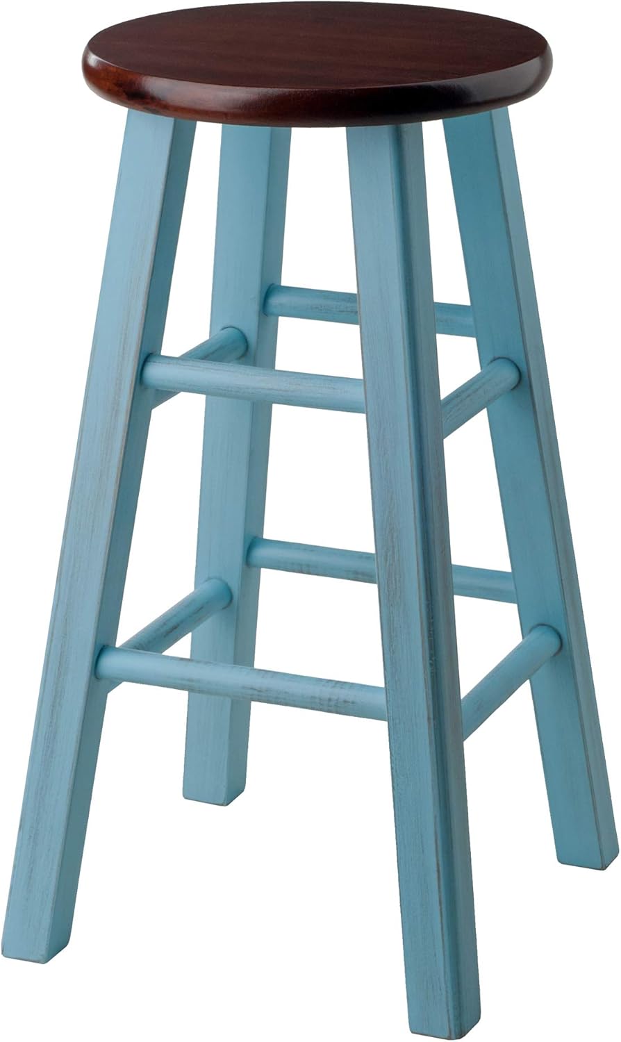 Winsome Wood Ivy Counter Stool, Rustic Light Blue and Walnut, 24"