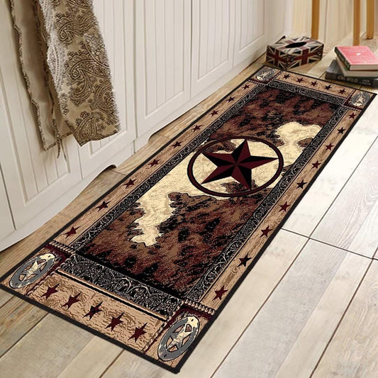 Western Rugs for Bedroom Western Runner Rug 2x6,Texas Star Vintage Style Stars,Rustic Throw Accent Area Rug Non Slip Washable Rug Runner Floor Carpet for Entryway Hallway Kitchen Laundry Bathroom