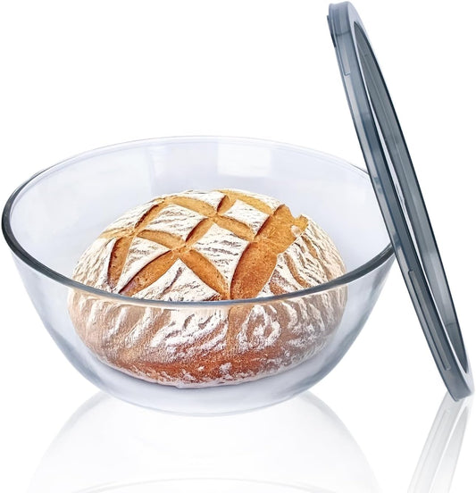 Large Glass Bowl for Sourdough Bread Making, 4.7 Quart Glass Mixing Bowl for Sourdough Bread with Lid, Clear Breads Proofing Bowl with Covers, Ideal for Kitchen, Storage