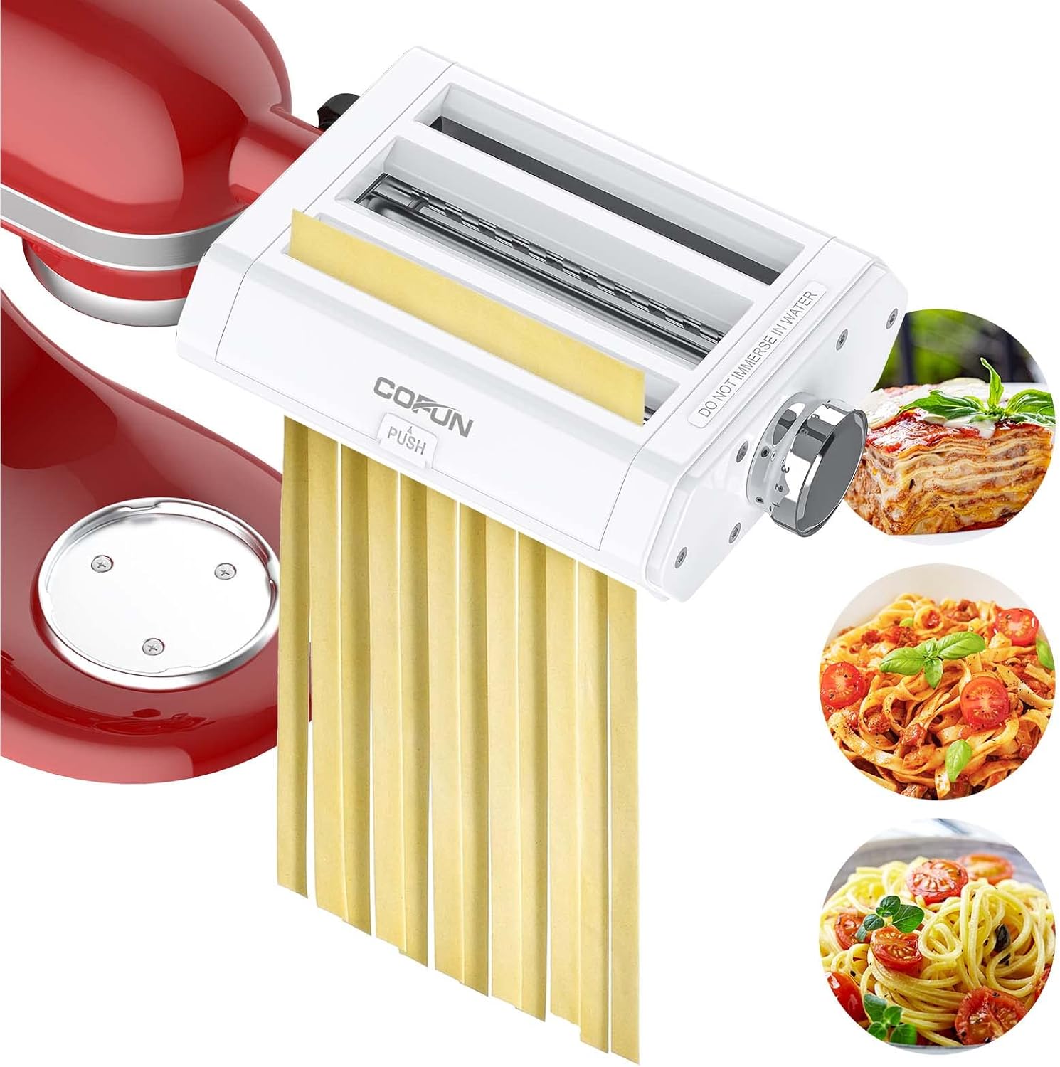 Pasta Attachment for Kitchenaid Mixer Cofun 3 in 1 for Kitchen Aid Pasta Maker Accessories Included Pasta Sheet Roller, Spaghetti Cutter, Fettuccine Cutter