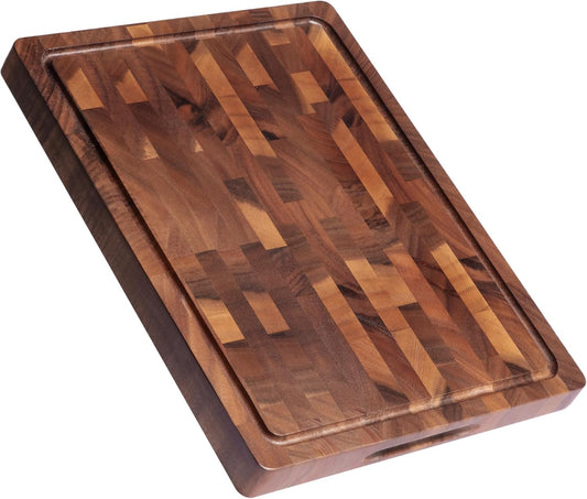 THETCHRY Walnut Wood Cutting Boards for Kitchen, Large Chopping Board Double Sided, End Grain Cutting Board with Handle, Charcuterie Butcher Block for Meal Prep & Serving with Gift Box, 17"×13"×1"