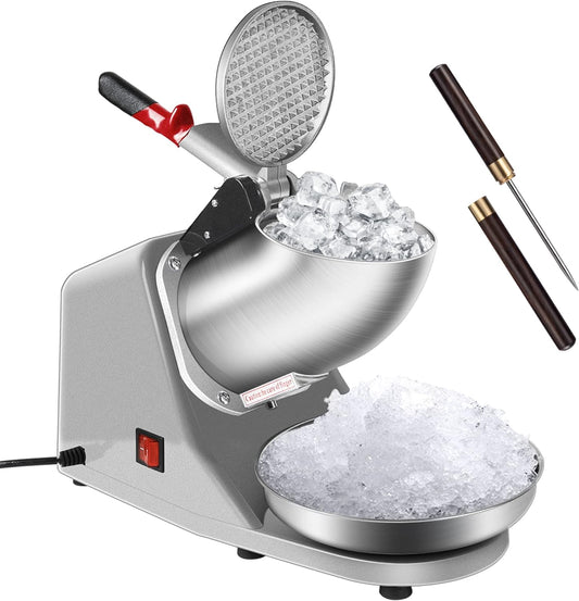 VIVOHOME Electric Ice Shaver Snow Cone Maker Machine Silver 143lbs\/hr with Ice Pick for Home and Commercial Use