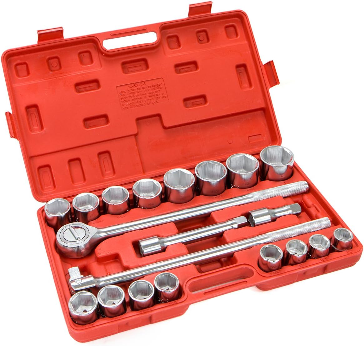 Stark USA 21 Pieces Socket Set 3/4-Inch Drive Wrench 6-Points Socket Ratchet Extension Bar SAE