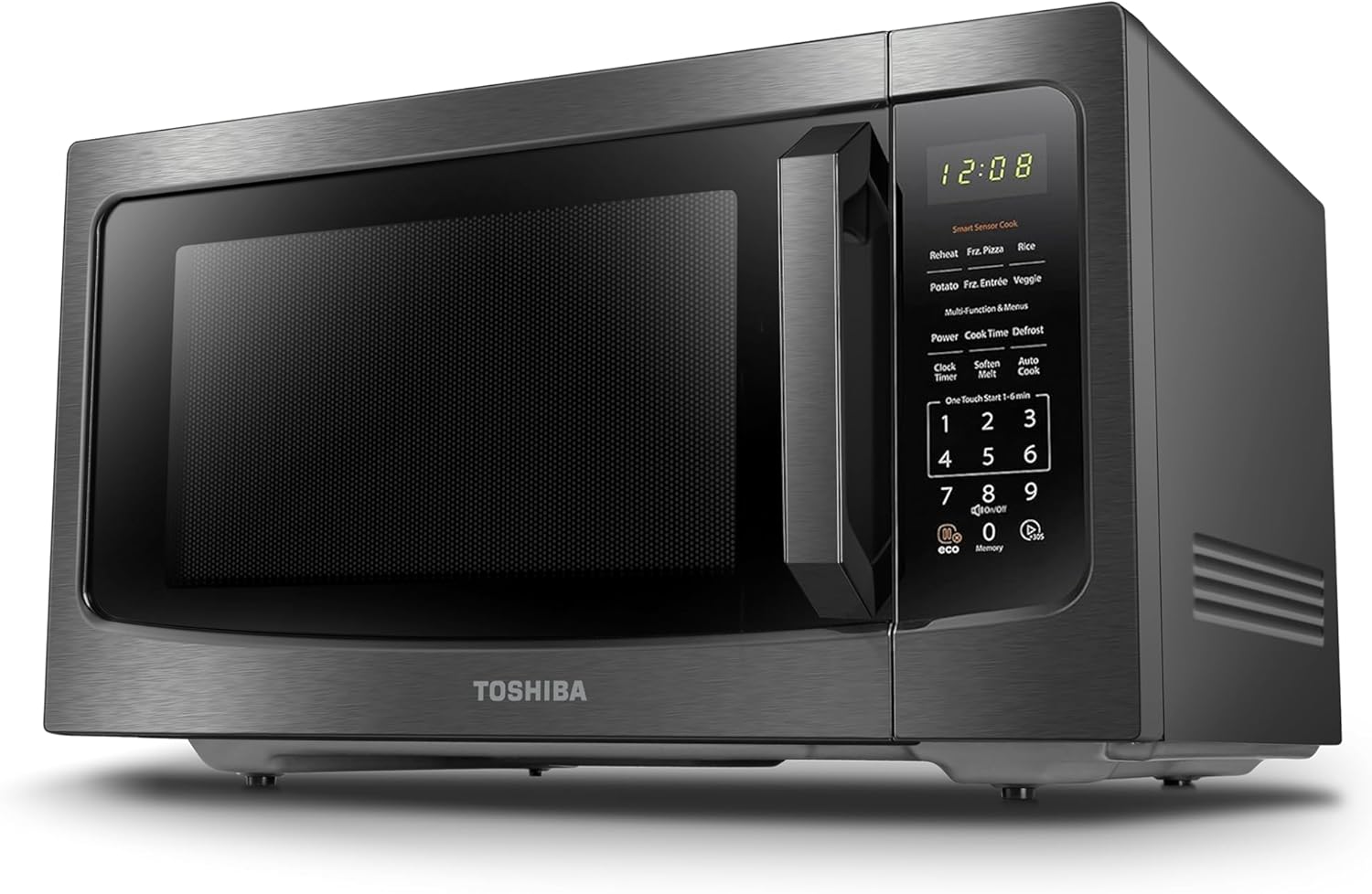 TOSHIBA ML-EM45P(BS) Countertop Microwave Oven with Smart Sensor and Position Memory Turntable, Function, 1.6 Cu.ft 13.6" Removable Black Stainless Steel, 1200W