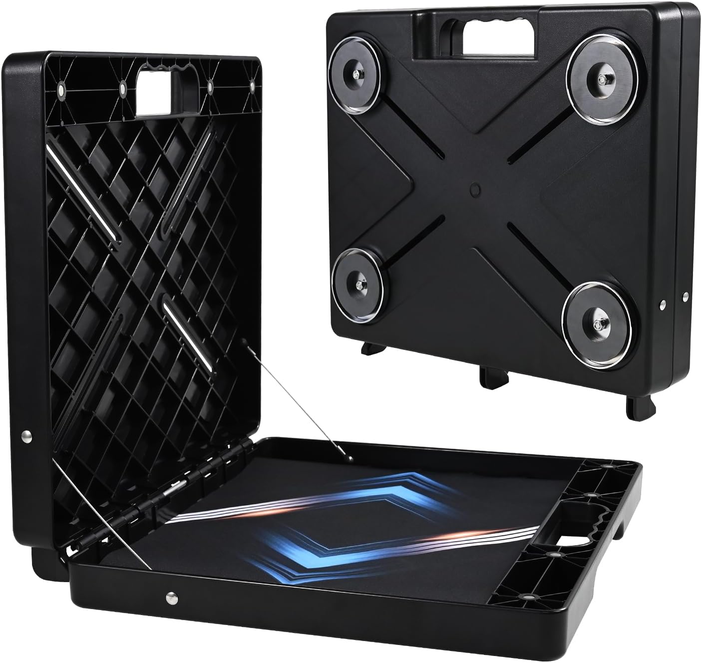 Magnetic Laptop Stand, Portable Workstation with 4 Super Magnets, Rated to 45 lbs, Magnetic Toolbox, Hands Free Workstation, Attach to HVAC, Trucks, Walls, Poles etc