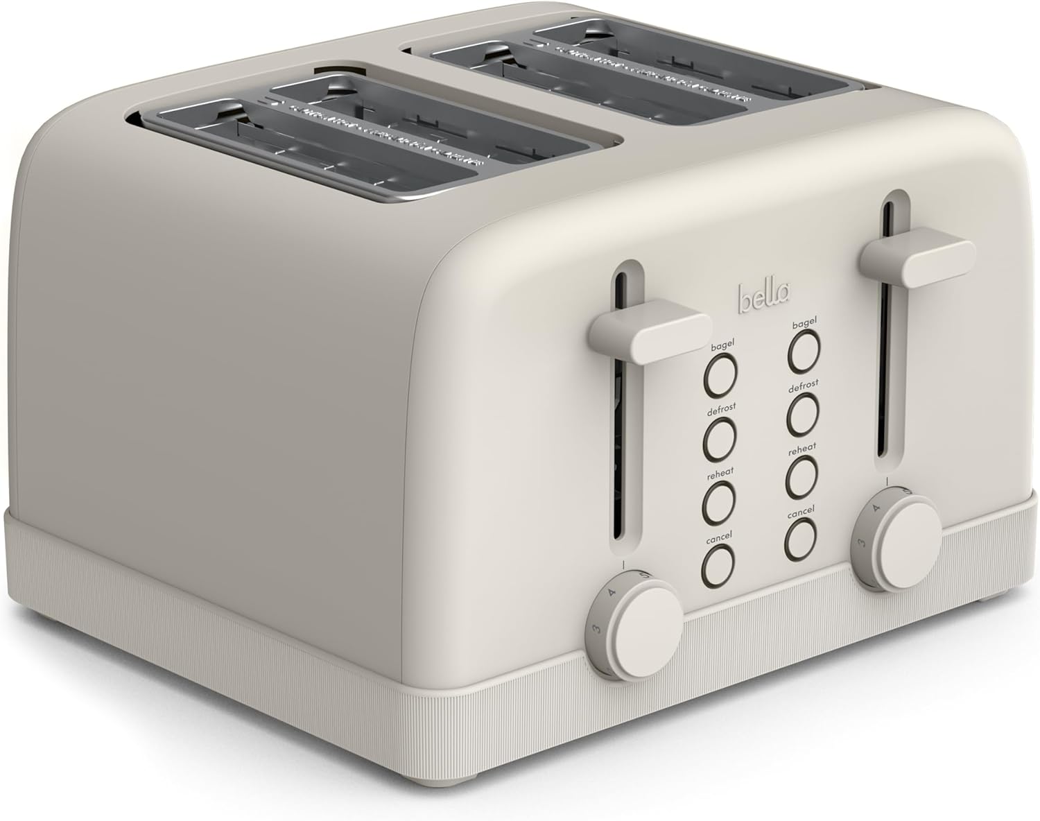 bella 4 Slice Toaster, 6 Setting Shade Control with Reheat & Cancel Buttons, Removable Crumb Tray, Anti Jam & Auto Shutoff, 900 Watt, Oatmilk