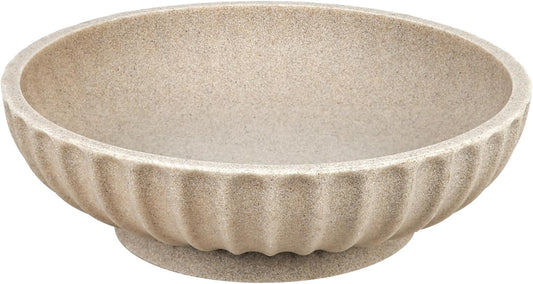 Large Decorative Bowl - Fruit Bowl for Kitchen Counter - Modern Decorative Bowl for Home Decor,Key Bowl for Entryway Table - Artificial Stone Beige