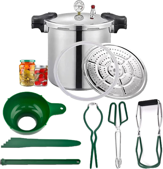 25 Quart Pressure Canner Cooker & all american pressure canners for canning & water bath canner | Pressure Gauge & Pressure Regulator | Induction Compatible & Pressure release 13 PSI (+\/- 5%)