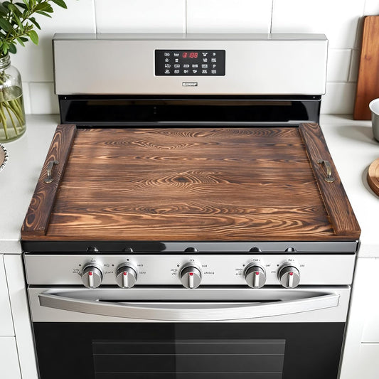 TIRYIUOU Gas Stove Top Cover: Wooden 30 * 22 inches Noodle Board Stovetop Covers with Handles, Wood Cutting Board for Kitchen Gas Stove and Electric Stove