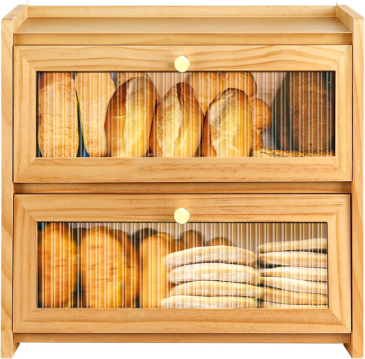 Corner Bread Box For Kitchen Countertop, Corner Breadbox, Bread Boxes for Kitchen Counter Organizer Decor Storage, Wooden Storage Box Breadbox, Housewarming Birthday Wedding Christmas Gift