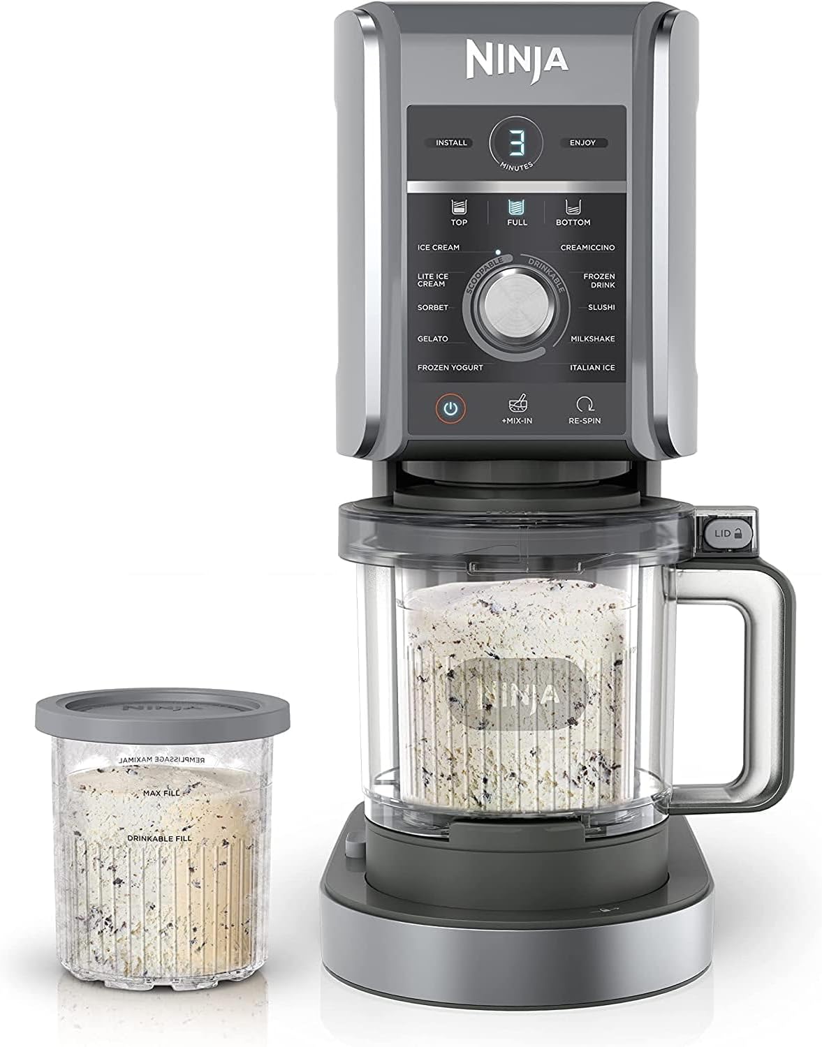 Ninja Creami Deluxe 11-in-1 Ice Cream Maker – Frozen Treat, Gelato, Sorbet & More – Extra-Large Capacity, Dishwasher Safe, Silver