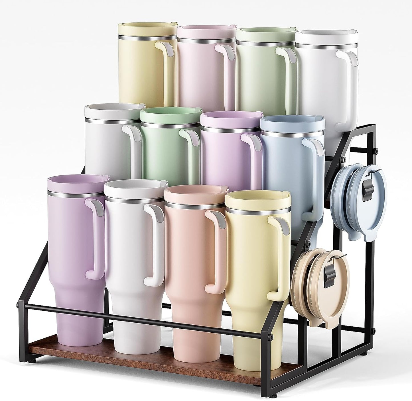 MOJOHAND Water Bottle Organizer for Full Stanley and Others' Large Tumbler Organization, Pantry Kitchen Organizers and Storage for Cup Accessories, Water Bottle Holder Wine Rack - 3 Tier Hold 12