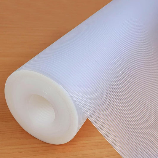 Hersvin Shelf Liners 24 in x 20 ft EVA Drawer Mats, Non-Adhesive Cupboard Protector, Kitchen Cabinet Lining Fridge Liner (Clear Stripe, 61x610cm)