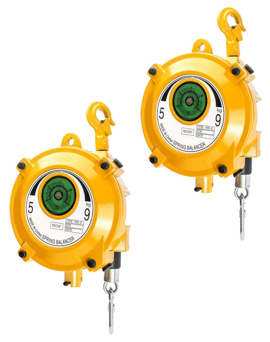 QWORK Spring Balancer, 2 Pack 11-19 lbs Retractable Balancer with 5 Ft Long Wire Rope and Hook, Retractable Spring Tool Hanging Holding Equipment