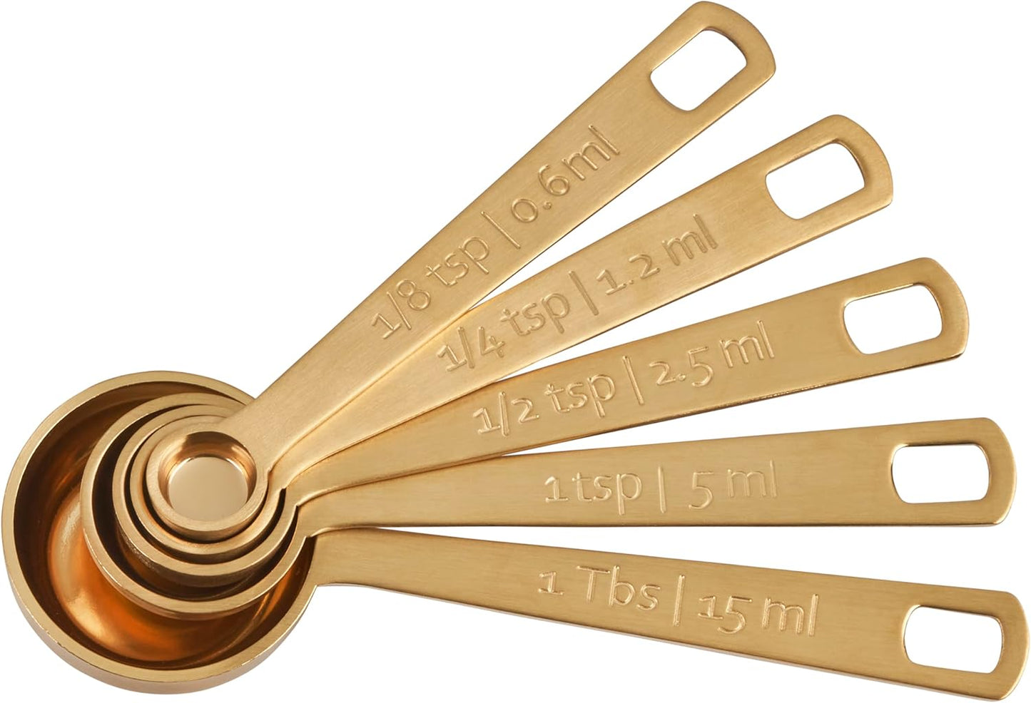 Le Creuset Measuring Spoons, Gold, Set of 5 (1\/8,1\/4,1\/2,1Tsp,1Tb)