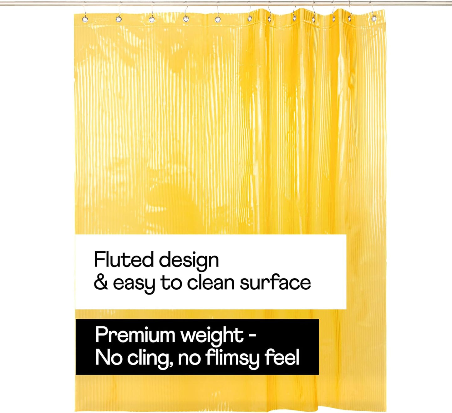 Sproos! - Fluted Shower Liner Yellow 72" x 72" - Prevent Water Splashes - Modern Stylish Design - Eco-Friendly Material - Easy Maintenance Durable Long-Lasting