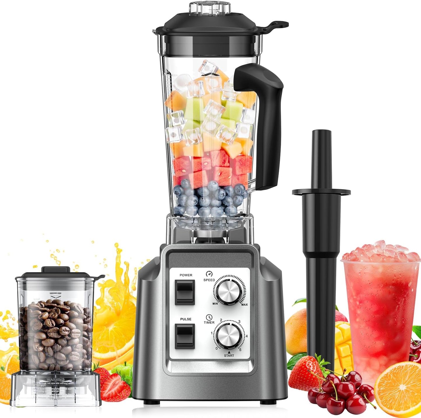 Blender for Smoothies - Blenders for Kitchen with 68Oz. Pitcher & 20Oz. Grinder, Smoothie Blender for Ice Crushing, Frozen Fruit, Adjustable Speeds