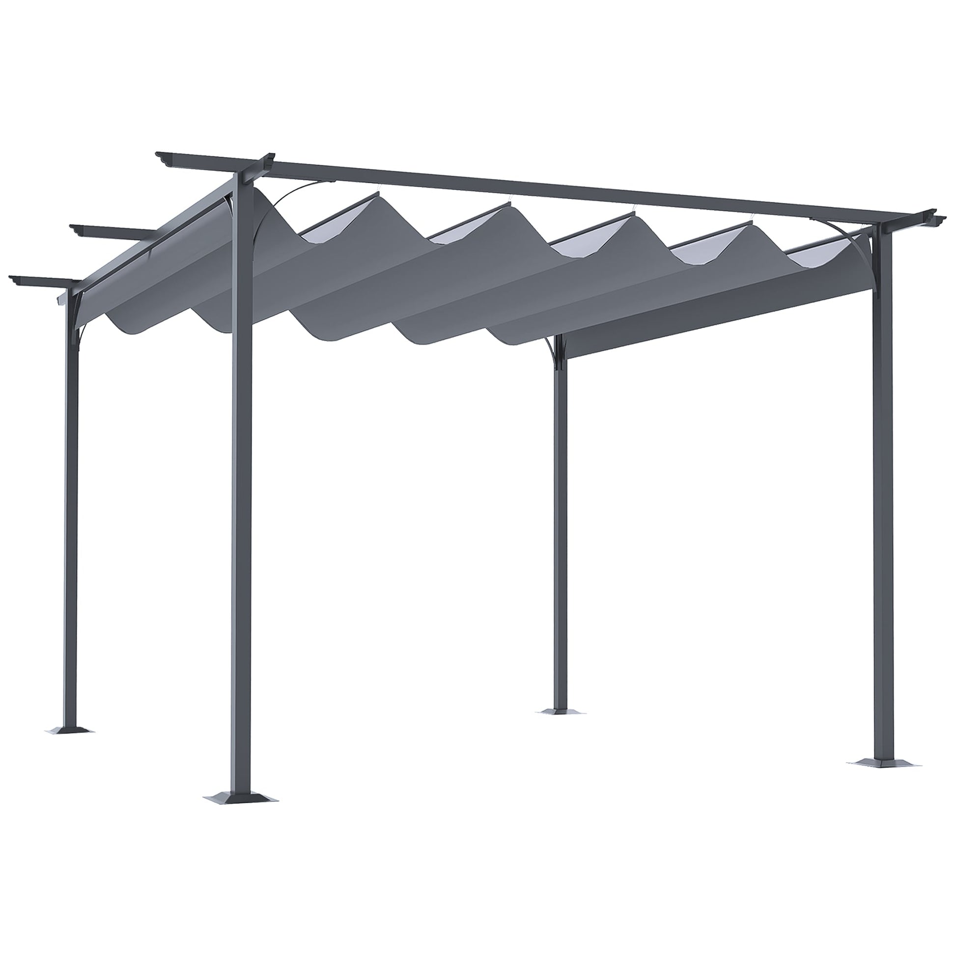 Outsunny  11.5' x 11.5' Retractable Pergola Canopy UV Protection  Sun Shade for Garden Grill Patio Backyard Gray