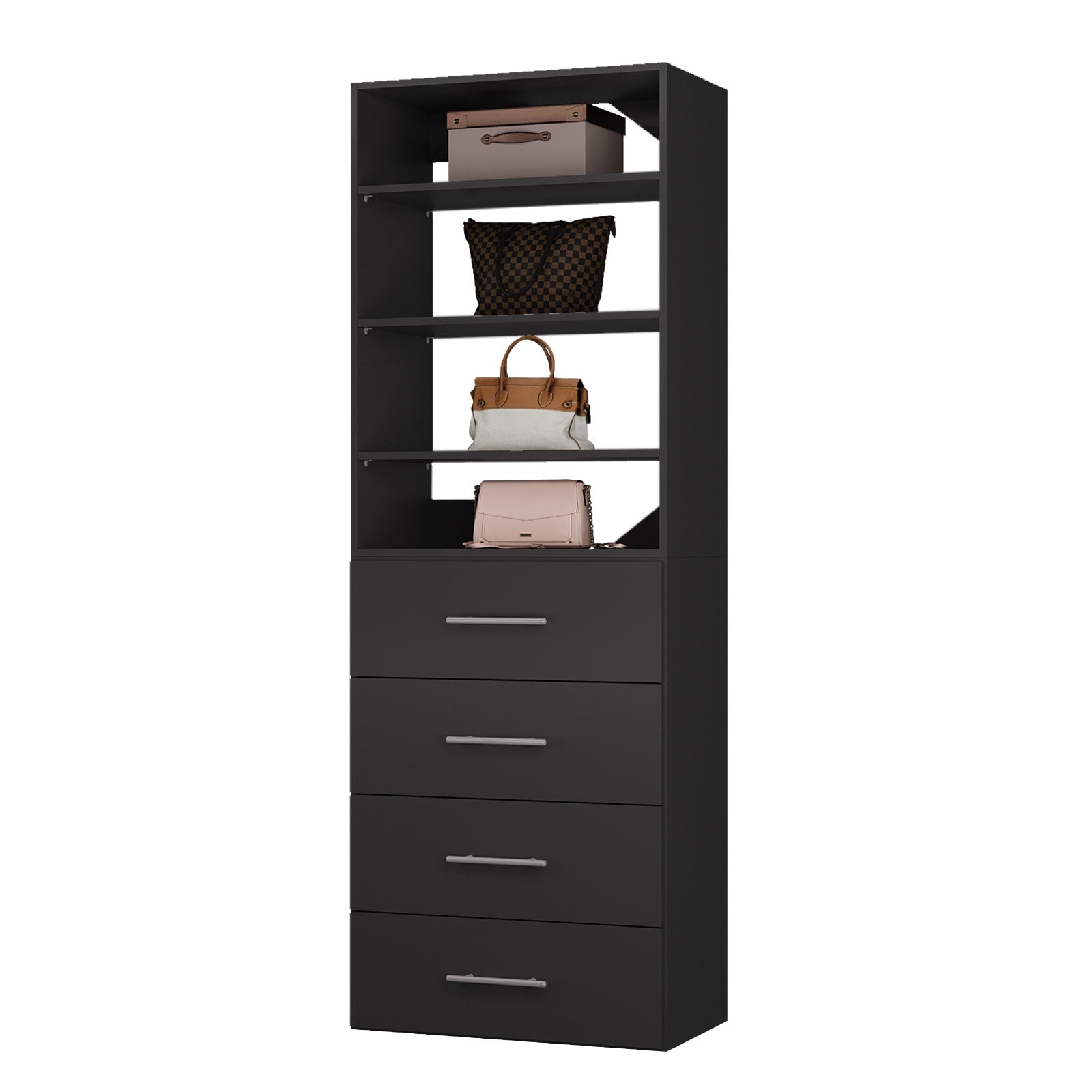 LOVMOR  31.5 in Black Modular Closet System Unit-Customizable Wall Mounted Walk-In Closets for Bedroom or Walk-in Closet