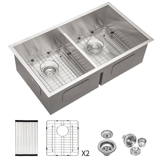 LIVIZA Undermount 30-in x 19-in Stainless steel Double equal bowl 16 -Gauge Kitchen Sink