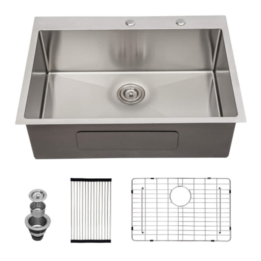 LIVIZA Drop-in 33-in x 22-in Stainless steel Single bowl 16 -Gauge Kitchen Sink