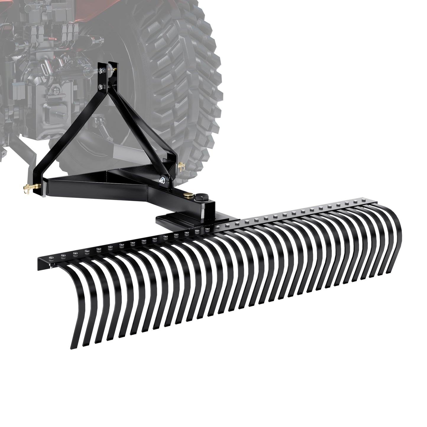 VEVOR Pull Behind Thatch Remover  60in Width  Equipped with 32 Durable Steel Prongs  Tractor Compatible 3 Point Hitch Garden Rake  Ideal for Soil Preparation and Grass Maintenance