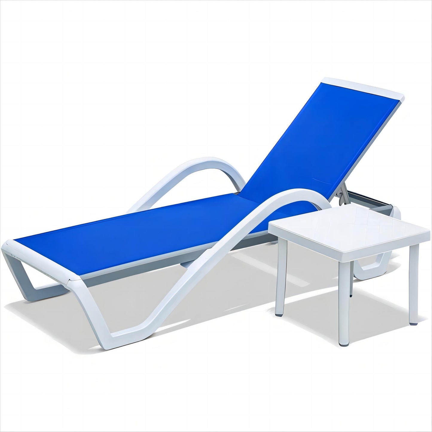 GDFStudio Modern Adjustable Aluminum Patio Chaise Lounge Outdoor with Arm All Weather Pool Chairs for Outside Blue